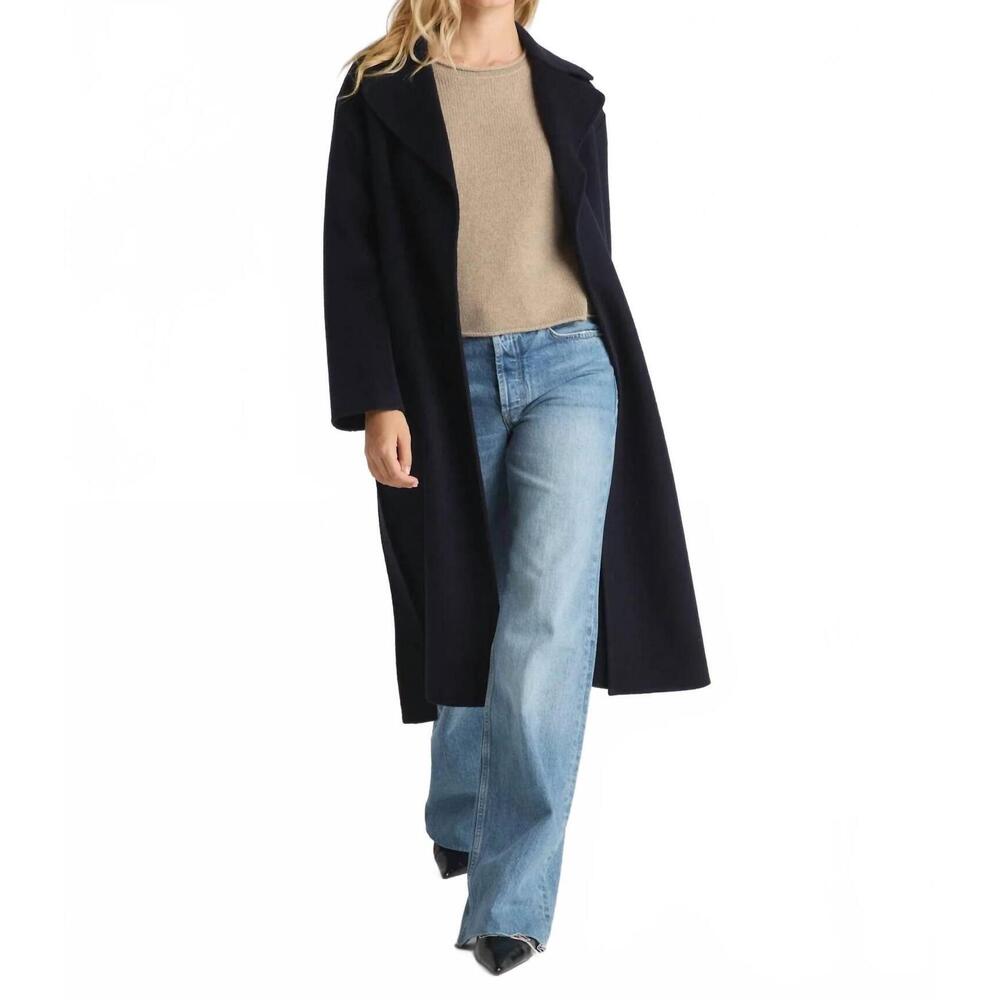 NEW W. CASHMERE marica robe coat in navy